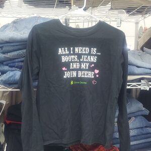 John Deere Black Long Sleeve Tee